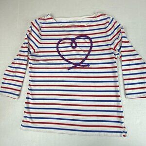Talbots Striped 3/4 Sleeve Top with Embroidered Heart, SP